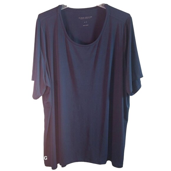 Susan Graver Liquid Knit Navy Blue T-Shirt US 5X Polyester/Spandex Classic - Picture 1 of 5